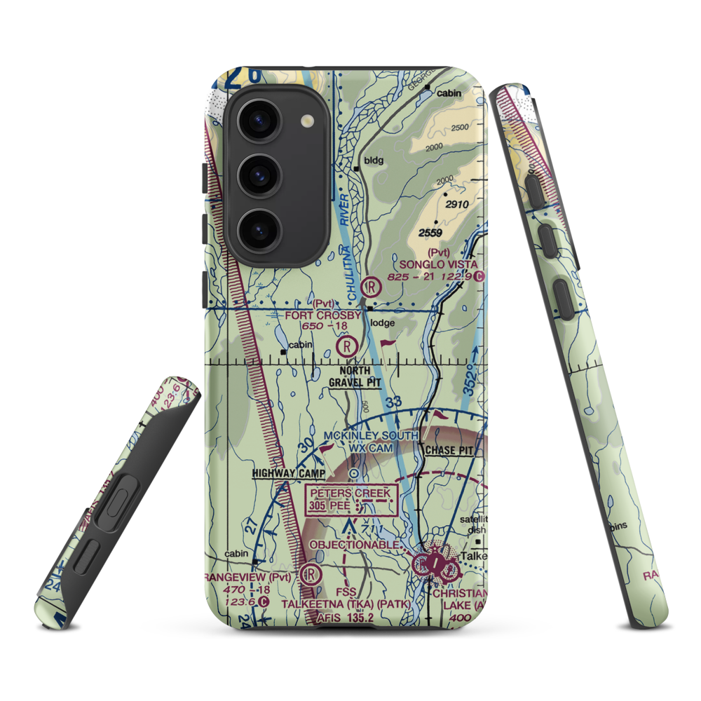 Fort Crosby Airport (8AK5) VFR Sectional Samsung Phone Case Samsung Galaxy S23 Plus model shown