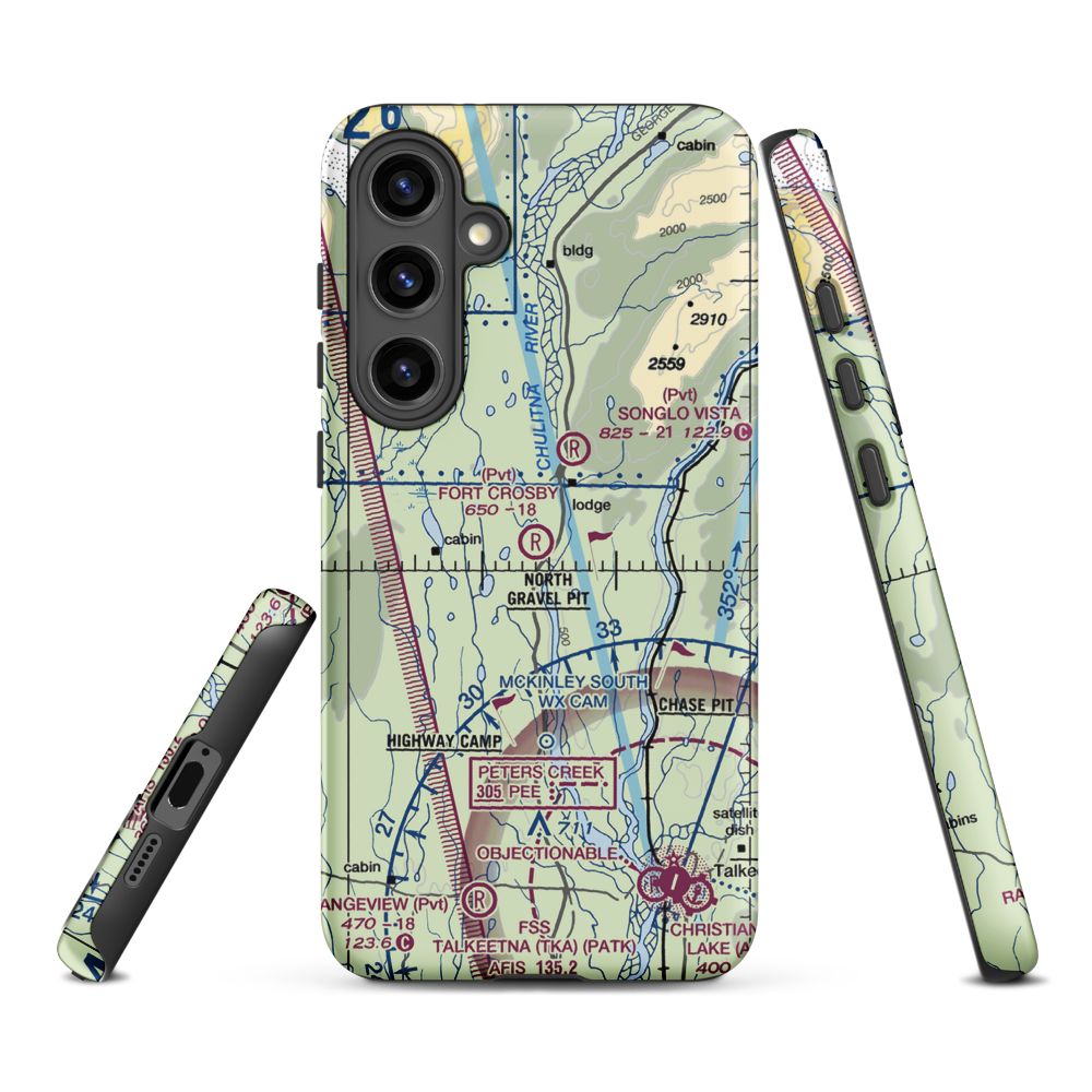 Fort Crosby Airport (8AK5) VFR Sectional Samsung Phone Case Samsung Galaxy S24 Plus model shown