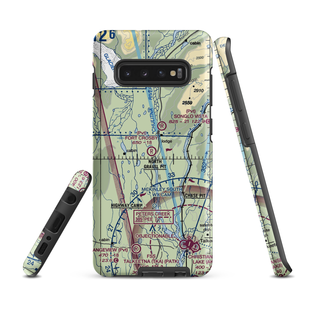 Fort Crosby Airport (8AK5) VFR Sectional Samsung Phone Case Samsung Galaxy S10 Plus model shown