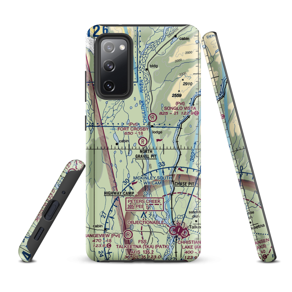Fort Crosby Airport (8AK5) VFR Sectional Samsung Phone Case Samsung Galaxy S20 FE model shown