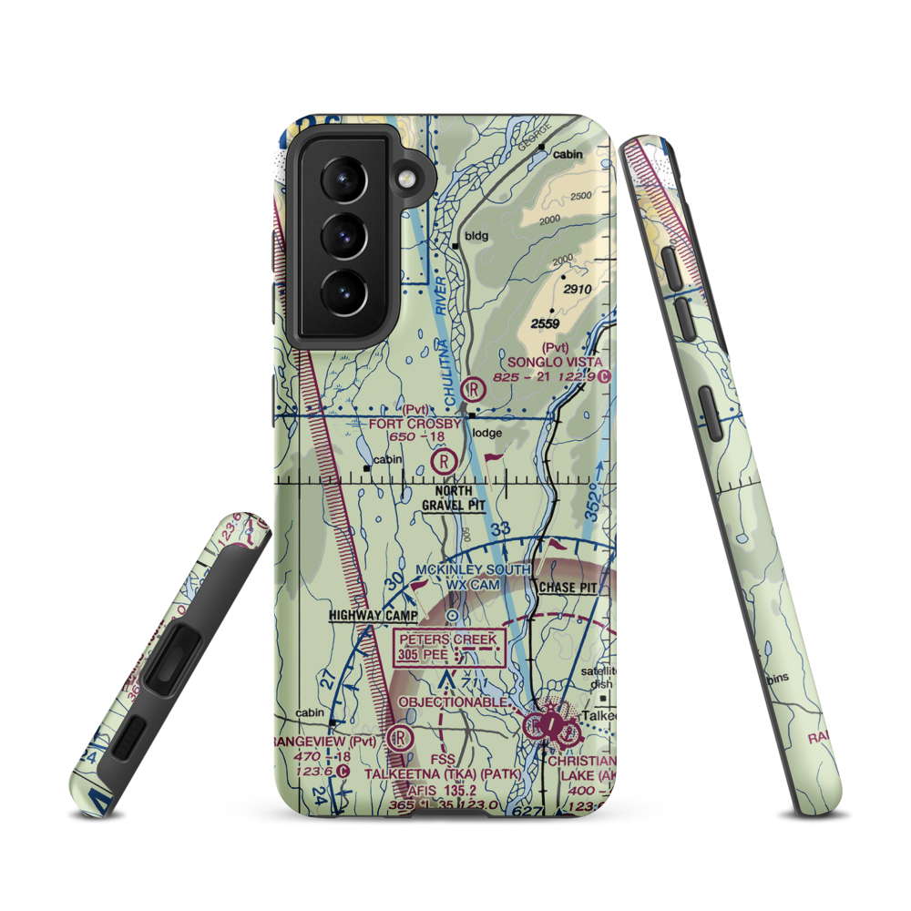 Fort Crosby Airport (8AK5) VFR Sectional Samsung Phone Case Samsung Galaxy S21 model shown