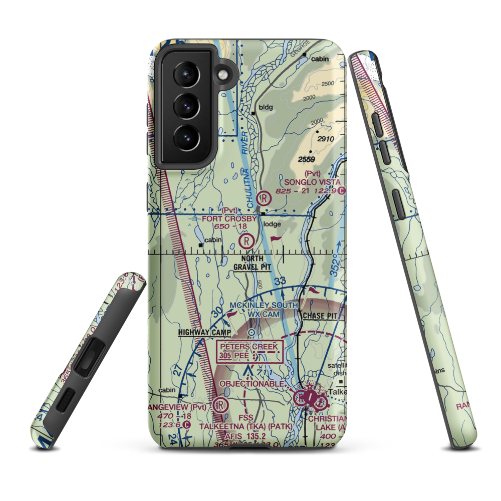 Fort Crosby Airport (8AK5) VFR Sectional Samsung Phone Case Samsung Galaxy S21 Plus model shown