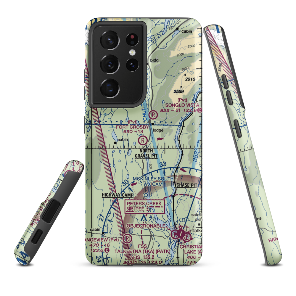 Fort Crosby Airport (8AK5) VFR Sectional Samsung Phone Case Samsung Galaxy S21 Ultra model shown