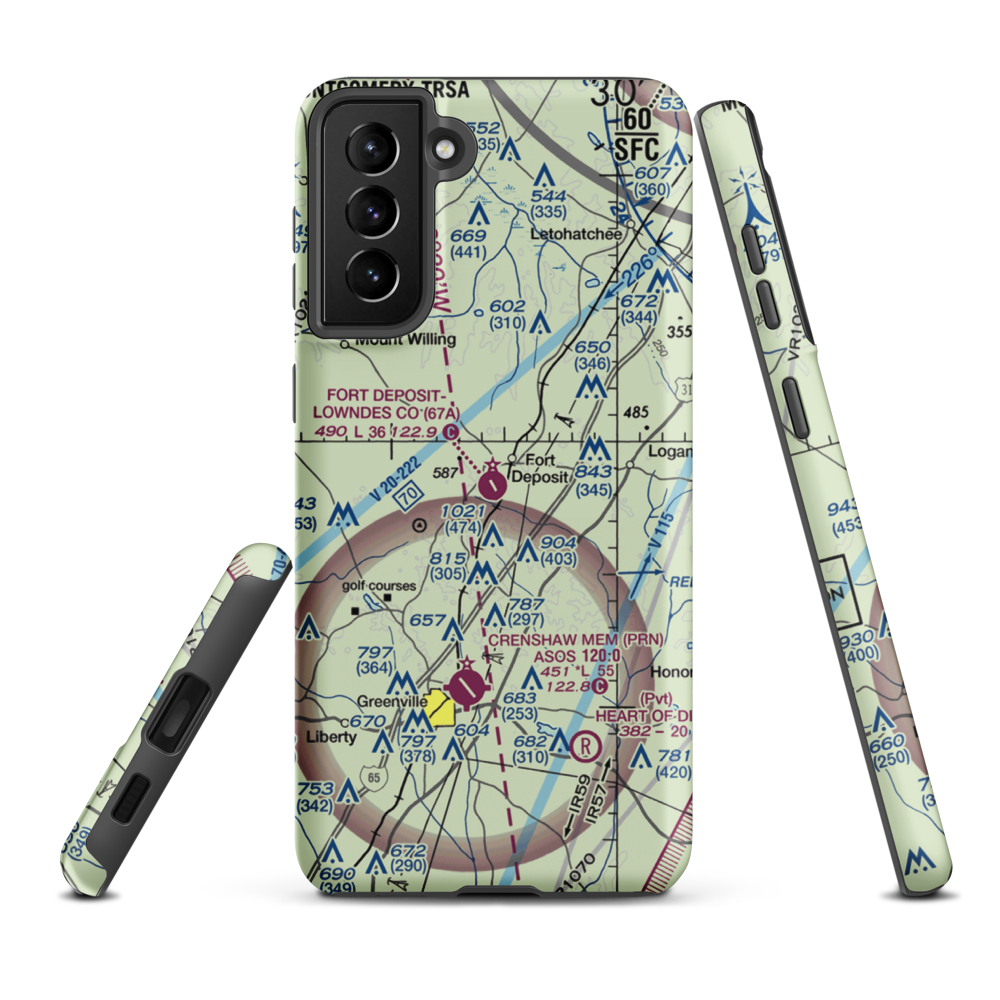 Fort Deposit Lowndes County Airport (67A) VFR Sectional Samsung Phone Case Samsung Galaxy S21 FE model shown