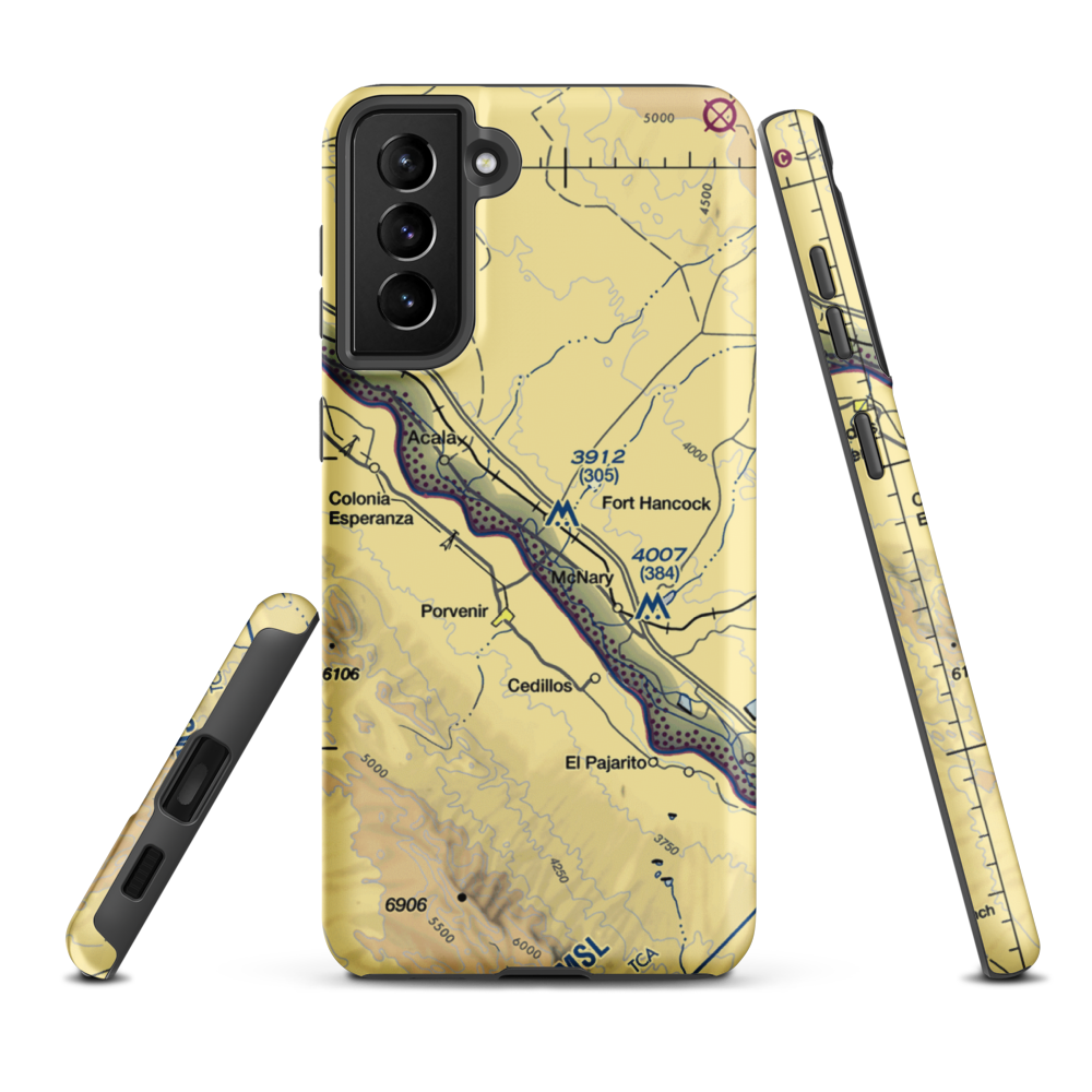 Fort Hancock Heliport (4E9) VFR Sectional Samsung Phone Case Samsung Galaxy S21 Plus model shown