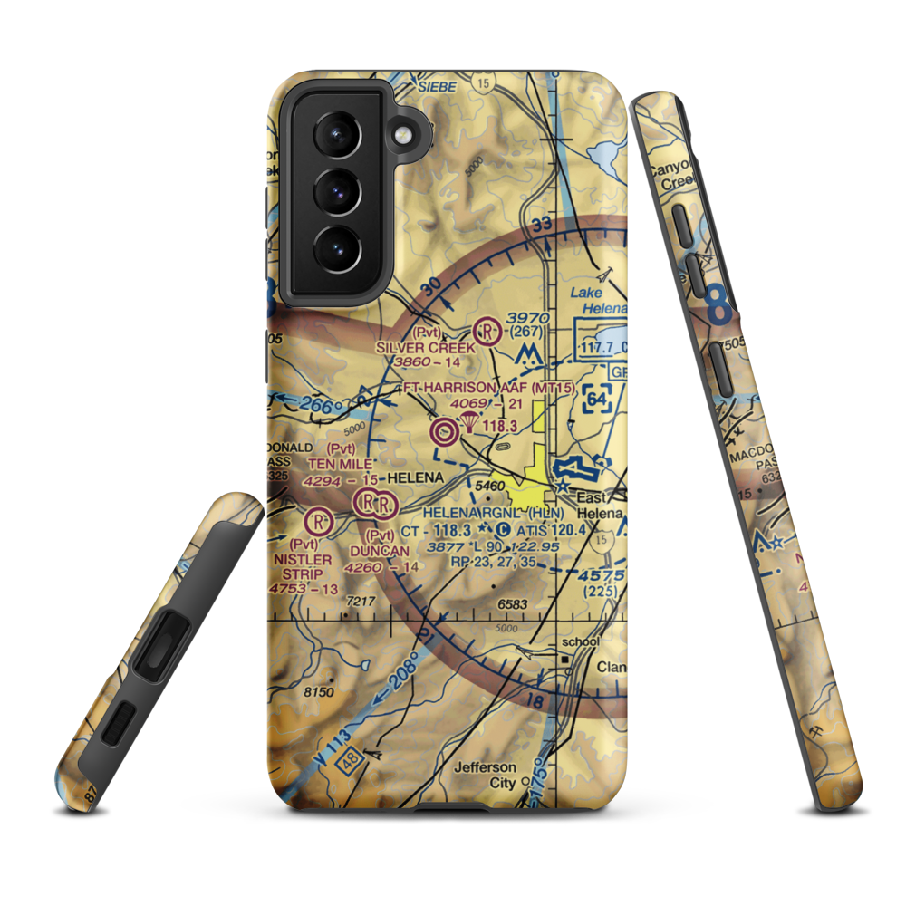 Fort Harrison Army Airfield (MT15) VFR Sectional Samsung Phone Case Samsung Galaxy S21 Plus model shown