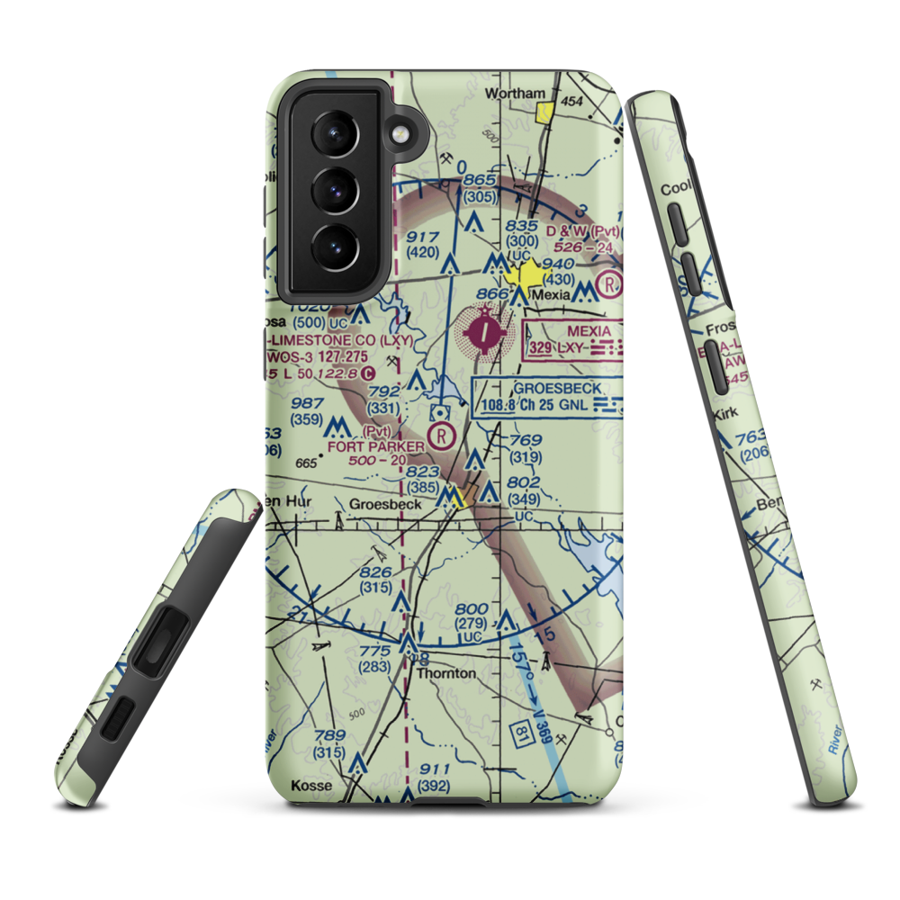 Fort Parker Flying Field (01TS) VFR Sectional Samsung Phone Case Samsung Galaxy S21 FE model shown