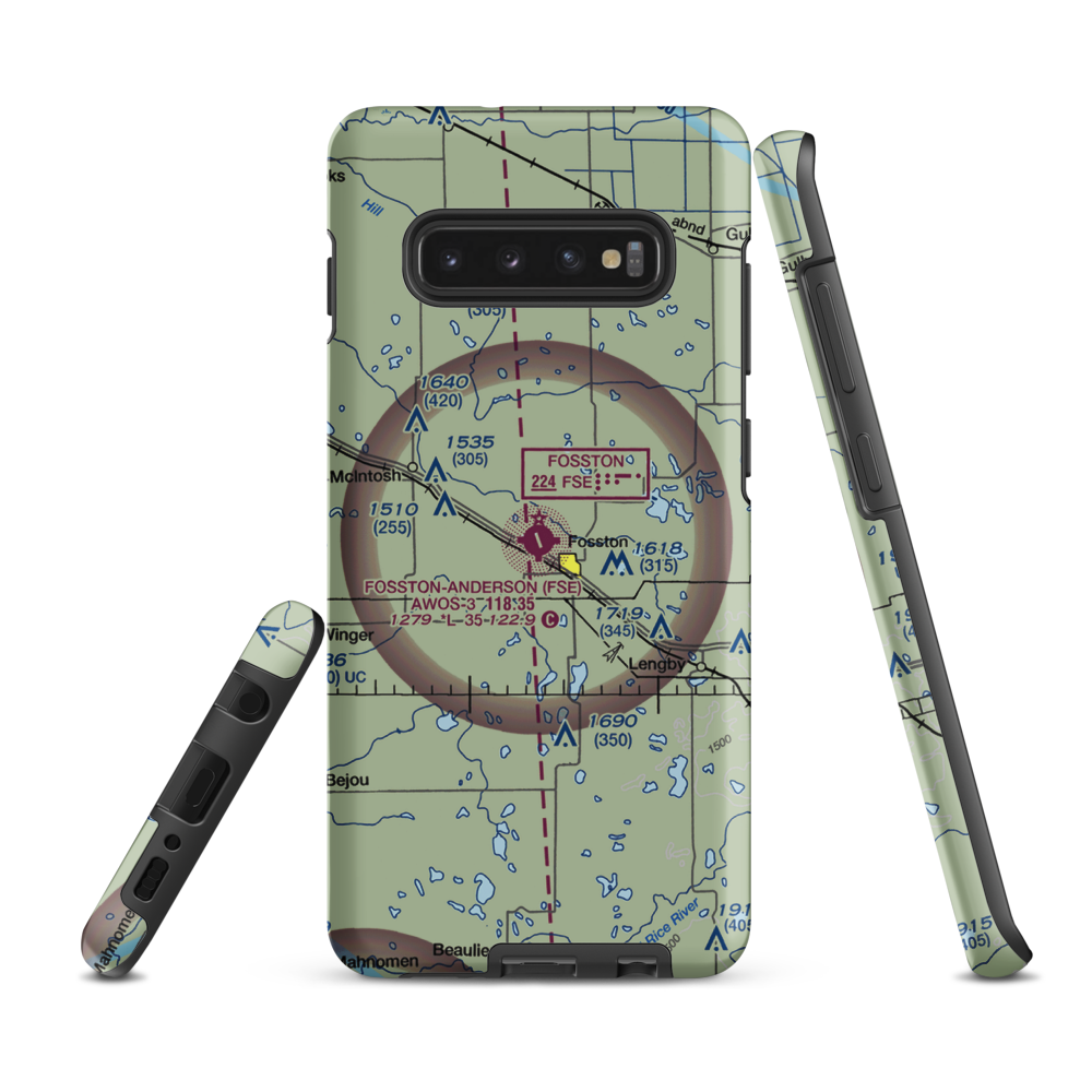 Fosston Municipal Airport-Anderson Field (FSE) VFR Sectional Samsung Phone Case Samsung Galaxy S10 Plus model shown