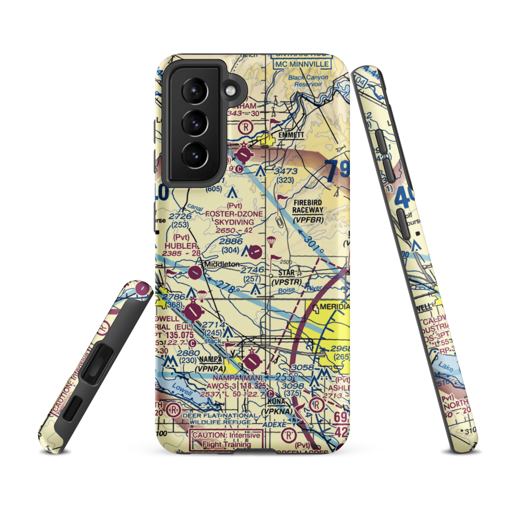 Foster Field - Dzone Skydiving Airport (ID92) VFR Sectional Samsung Phone Case Samsung Galaxy S21 FE model shown