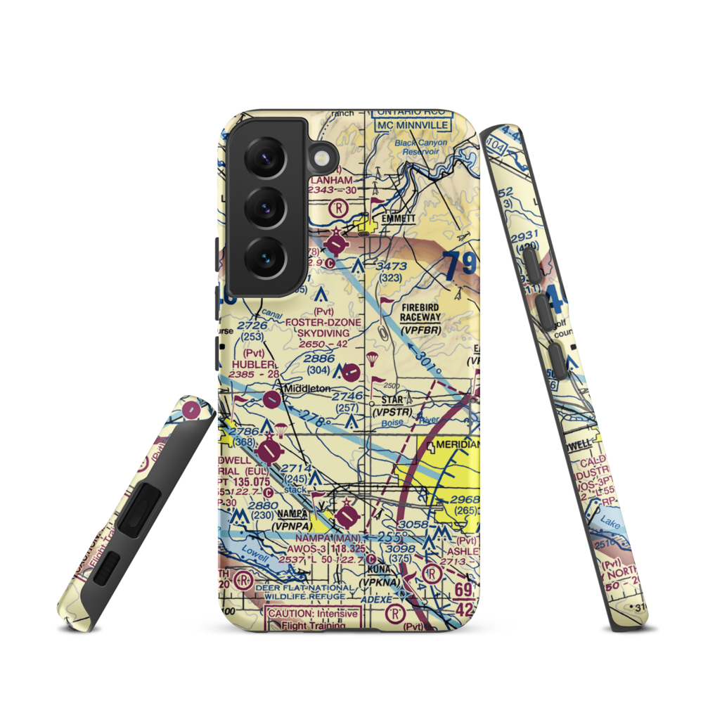 Foster Field - Dzone Skydiving Airport (ID92) VFR Sectional Samsung Phone Case Samsung Galaxy S22 model shown