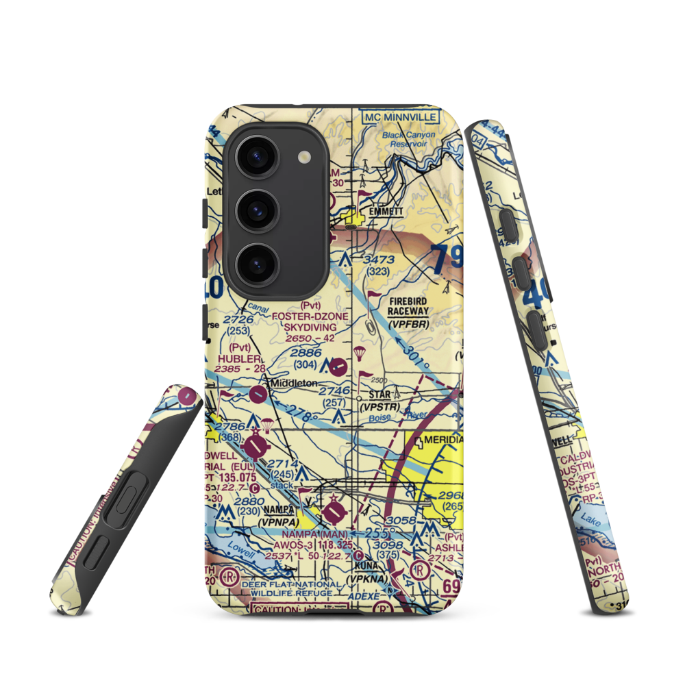 Foster Field - Dzone Skydiving Airport (ID92) VFR Sectional Samsung Phone Case Samsung Galaxy S23 model shown