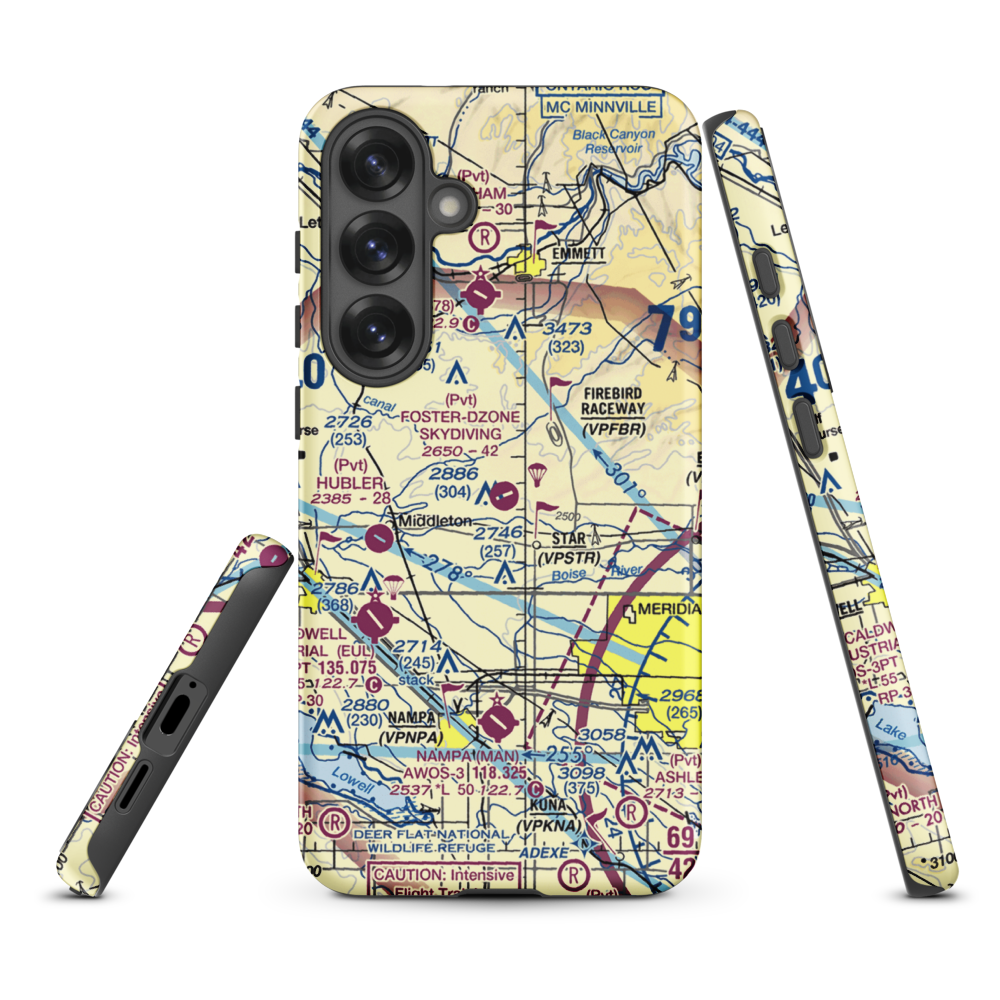 Foster Field - Dzone Skydiving Airport (ID92) VFR Sectional Samsung Phone Case Samsung Galaxy S25 Plus model shown