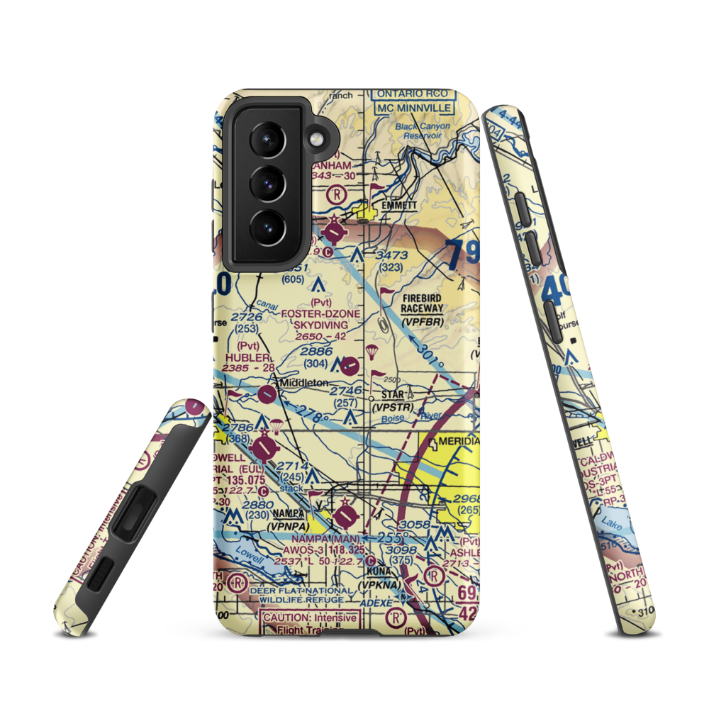 Foster Field - Dzone Skydiving Airport (ID92) VFR Sectional Samsung Phone Case Samsung Galaxy S21 model shown