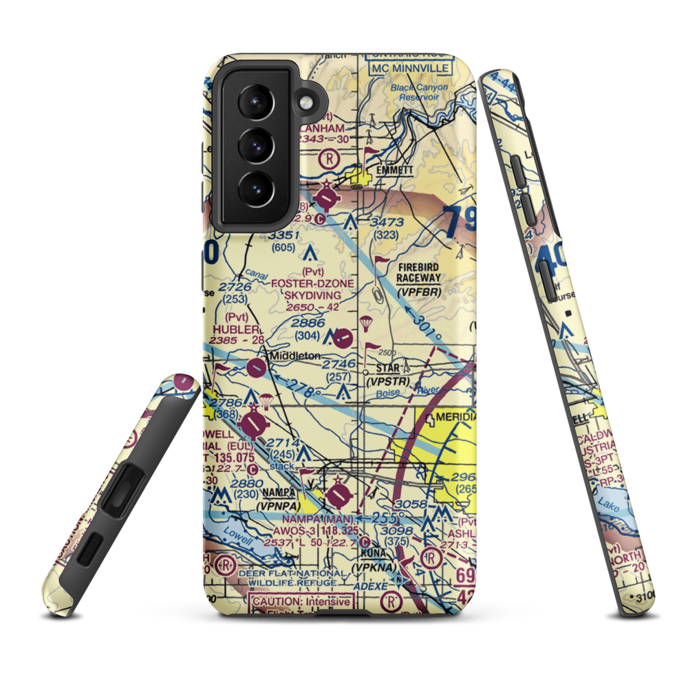 Foster Field - Dzone Skydiving Airport (ID92) VFR Sectional Samsung Phone Case Samsung Galaxy S21 FE model shown