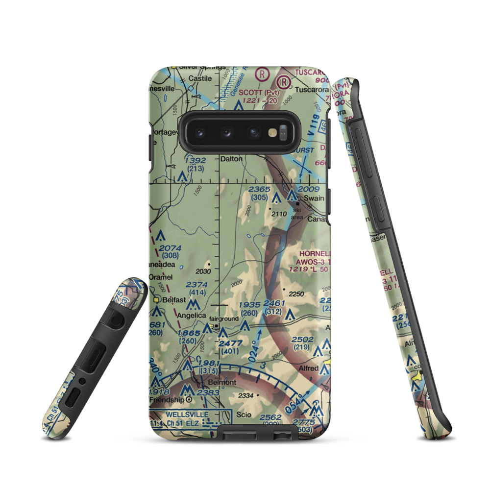 Four Seasons Airport (19NY) VFR Sectional Samsung Phone Case Samsung Galaxy S10 model shown