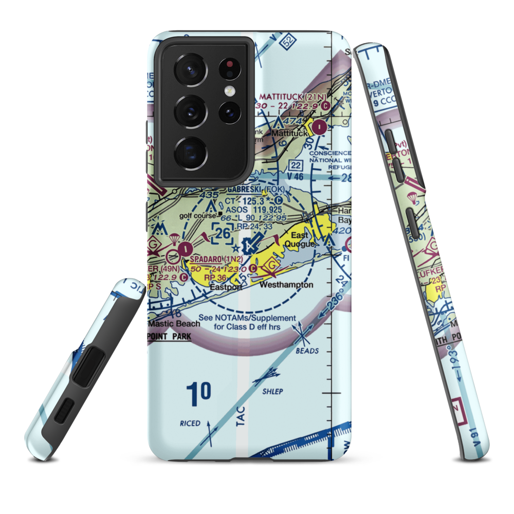 Francis S Gabreski Airport (FOK) VFR Sectional Samsung Phone Case Samsung Galaxy S21 Ultra model shown
