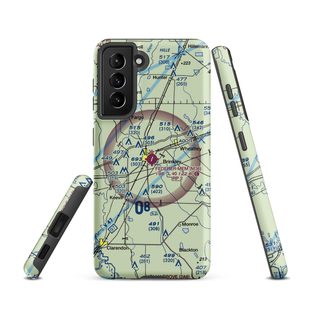 Frank Federer Memorial Airport (M36) VFR Sectional Samsung Phone Case Samsung Galaxy S21 model shown