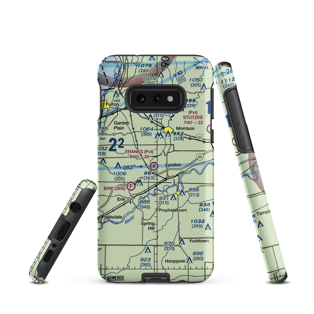 Frank's Flying Service Airport (4IL5) VFR Sectional Samsung Phone Case Samsung Galaxy S10e model shown