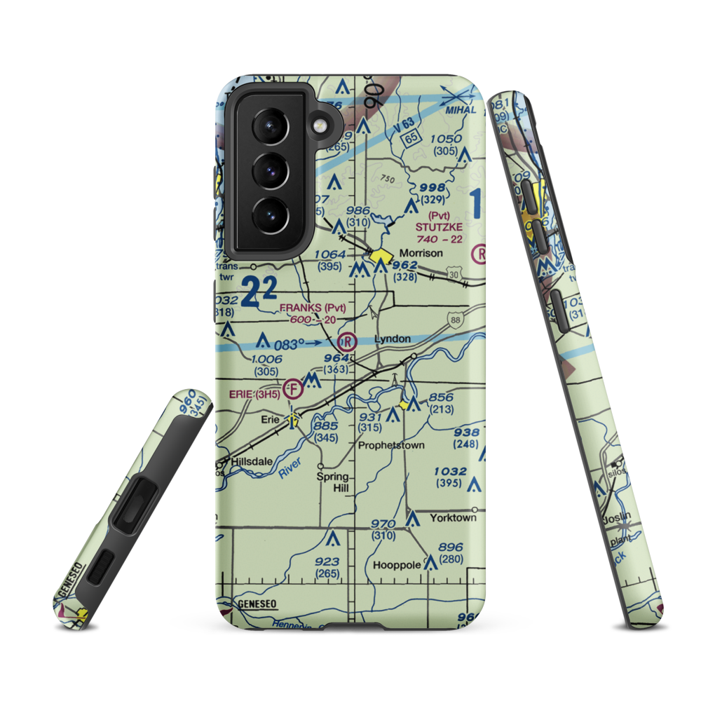 Frank's Flying Service Airport (4IL5) VFR Sectional Samsung Phone Case Samsung Galaxy S21 FE model shown