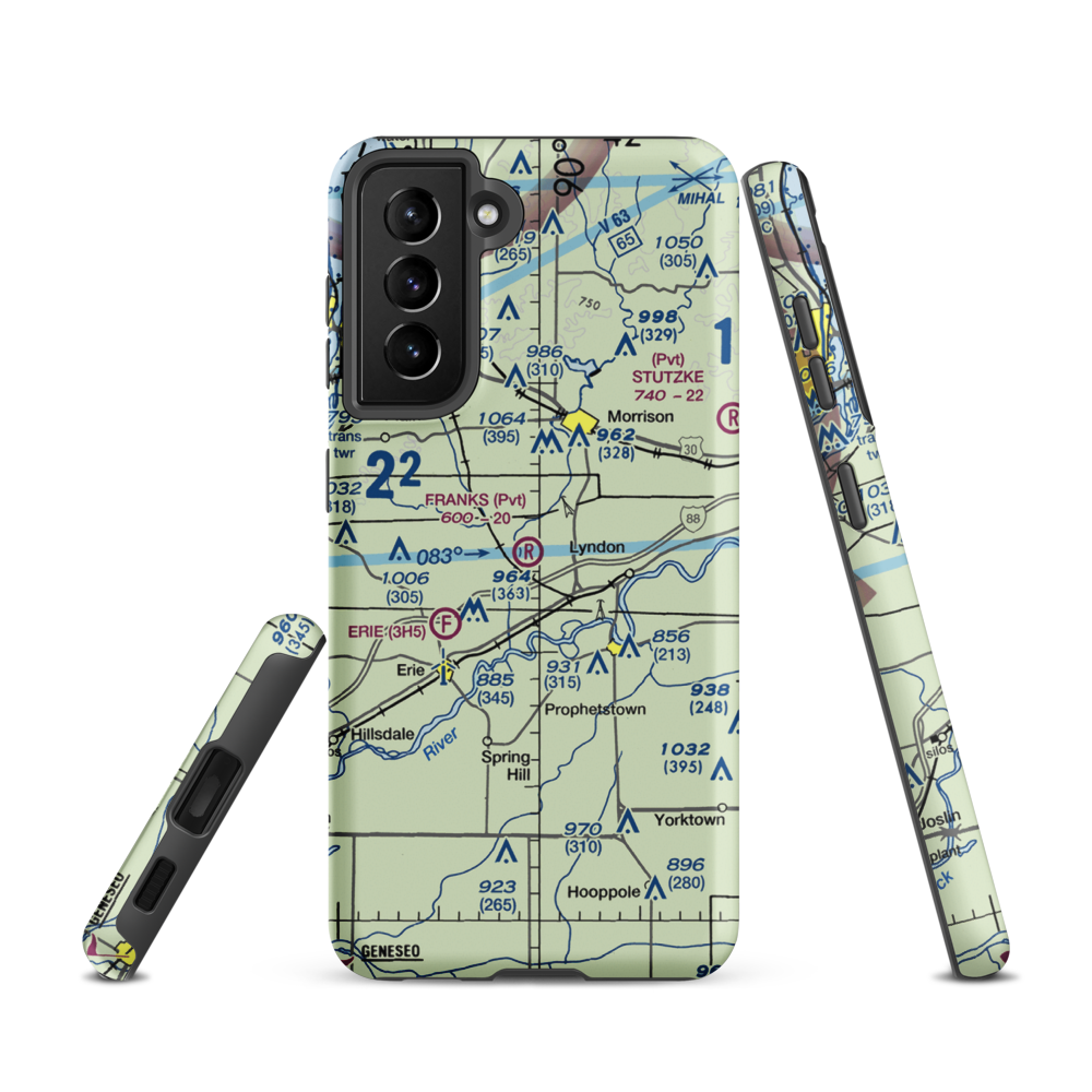 Frank's Flying Service Airport (4IL5) VFR Sectional Samsung Phone Case Samsung Galaxy S21 model shown