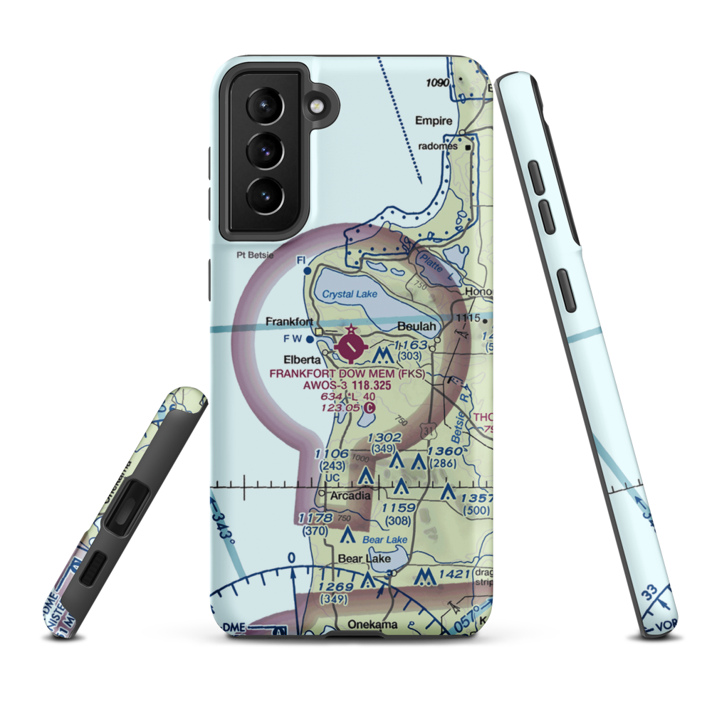 Frankfort Dow Memorial Field (FKS) VFR Sectional Samsung Phone Case Samsung Galaxy S21 Plus model shown
