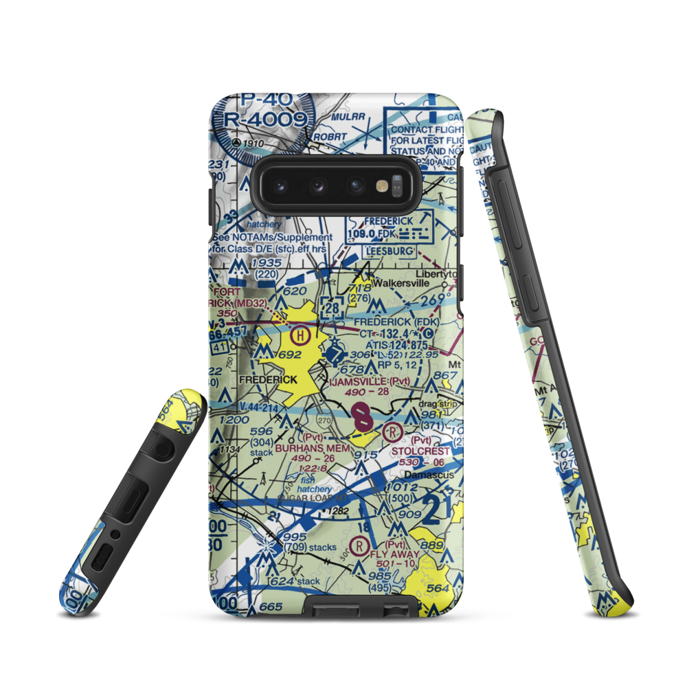 Frederick Municipal Airport (FDK) VFR Sectional Samsung Phone Case Samsung Galaxy S10 model shown