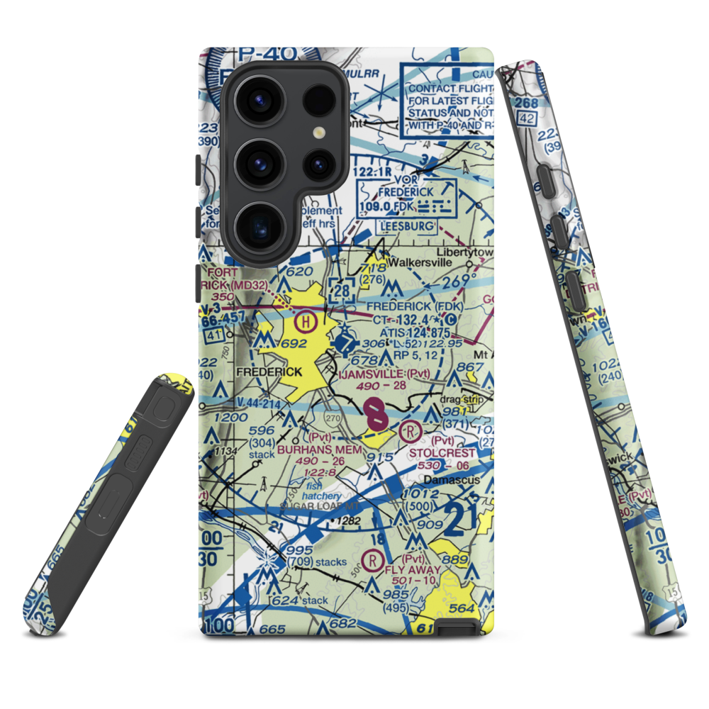 Frederick Municipal Airport (FDK) VFR Sectional Samsung Phone Case Samsung Galaxy S23 Ultra model shown