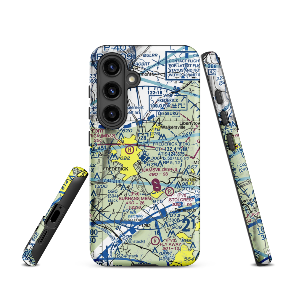 Frederick Municipal Airport (FDK) VFR Sectional Samsung Phone Case Samsung Galaxy S24 model shown