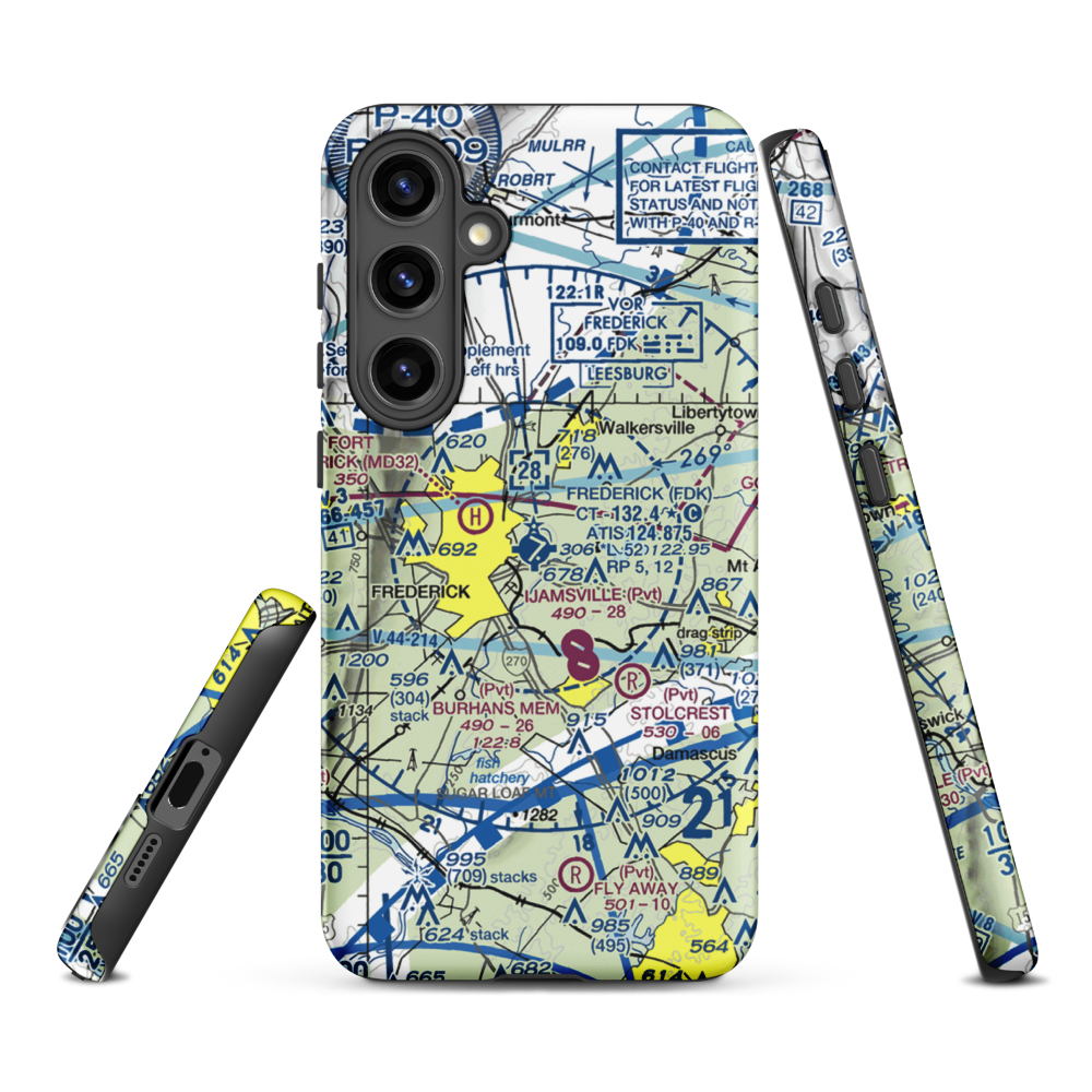 Frederick Municipal Airport (FDK) VFR Sectional Samsung Phone Case Samsung Galaxy S24 Plus model shown