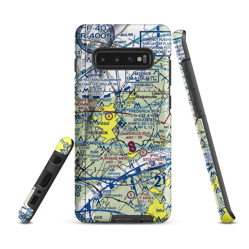 Frederick Municipal Airport (FDK) VFR Sectional Samsung Phone Case Samsung Galaxy S10 Plus model shown