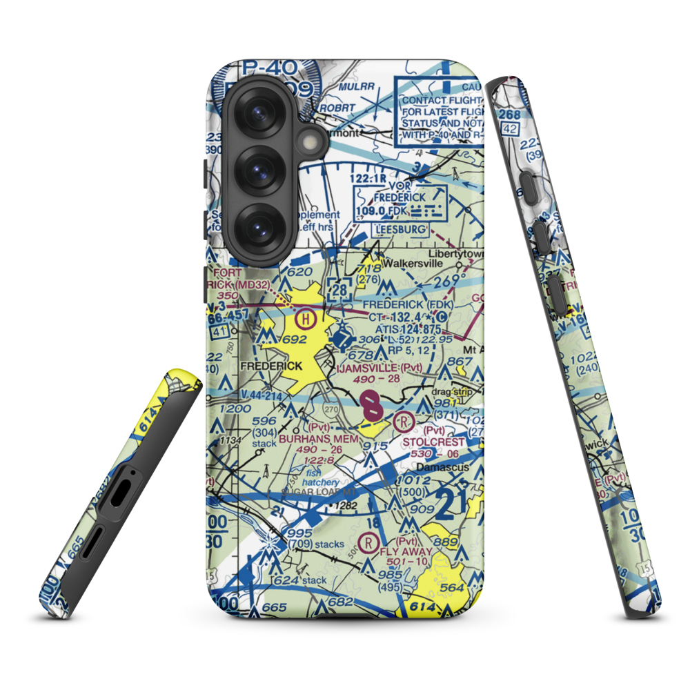 Frederick Municipal Airport (FDK) VFR Sectional Samsung Phone Case Samsung Galaxy S25 Plus model shown
