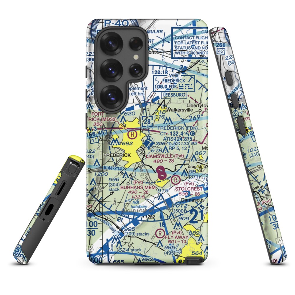Frederick Municipal Airport (FDK) VFR Sectional Samsung Phone Case Samsung Galaxy S25 Ultra model shown