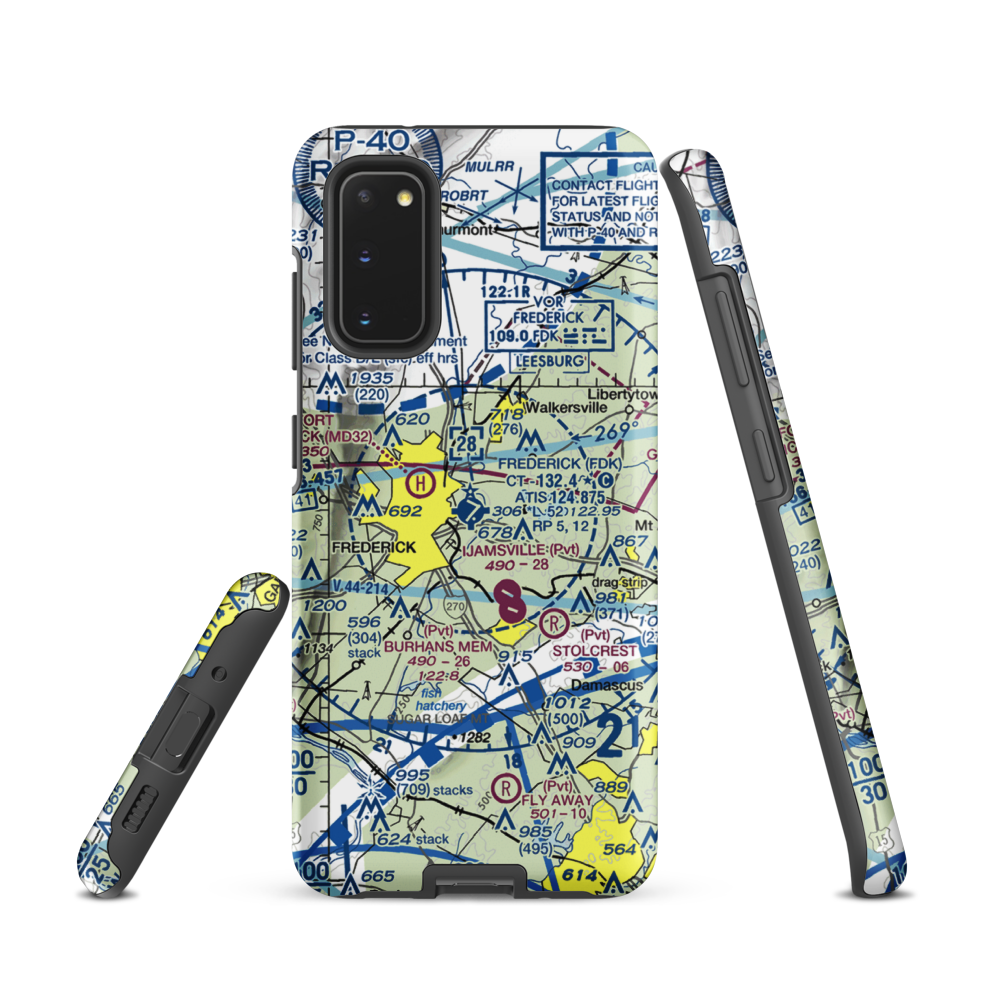 Frederick Municipal Airport (FDK) VFR Sectional Samsung Phone Case Samsung Galaxy S20 model shown