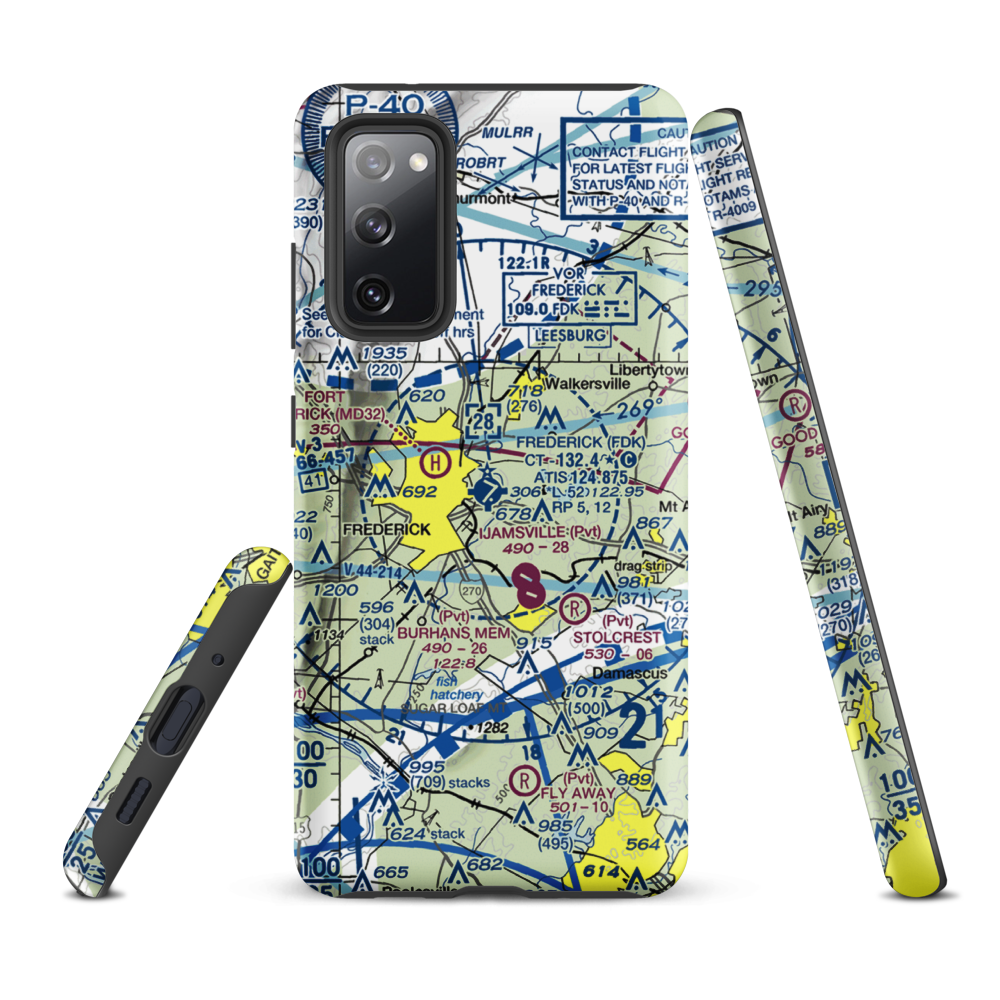 Frederick Municipal Airport (FDK) VFR Sectional Samsung Phone Case Samsung Galaxy S20 FE model shown