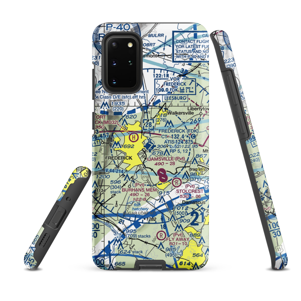 Frederick Municipal Airport (FDK) VFR Sectional Samsung Phone Case Samsung Galaxy S20 Plus model shown