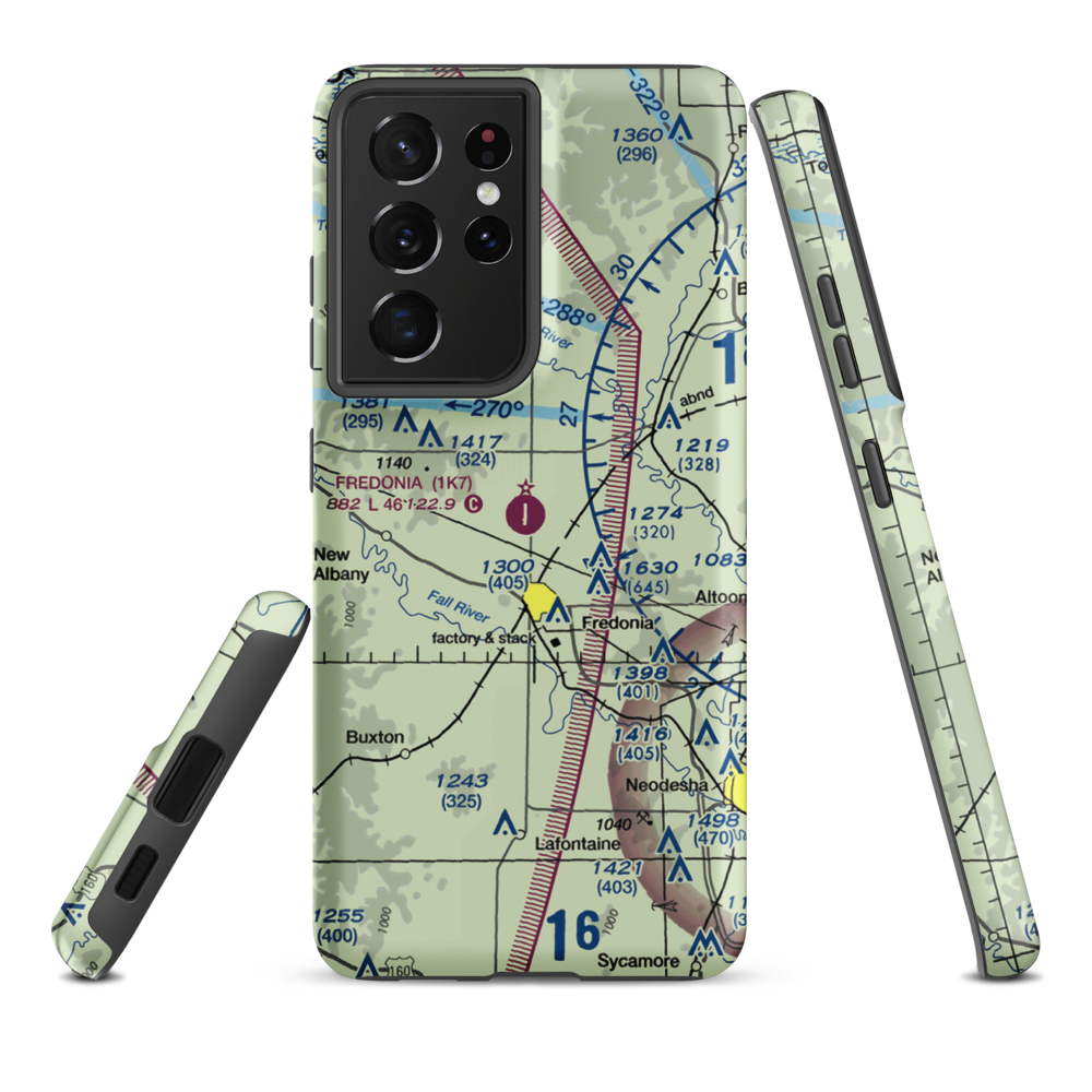 Fredonia Airport (1K7) VFR Sectional Samsung Phone Case Samsung Galaxy S21 Ultra model shown