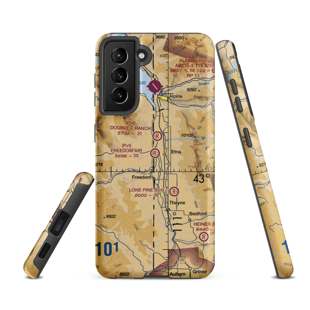 Freedom Air Ranch Airport (0WY0) VFR Sectional Samsung Phone Case Samsung Galaxy S21 FE model shown