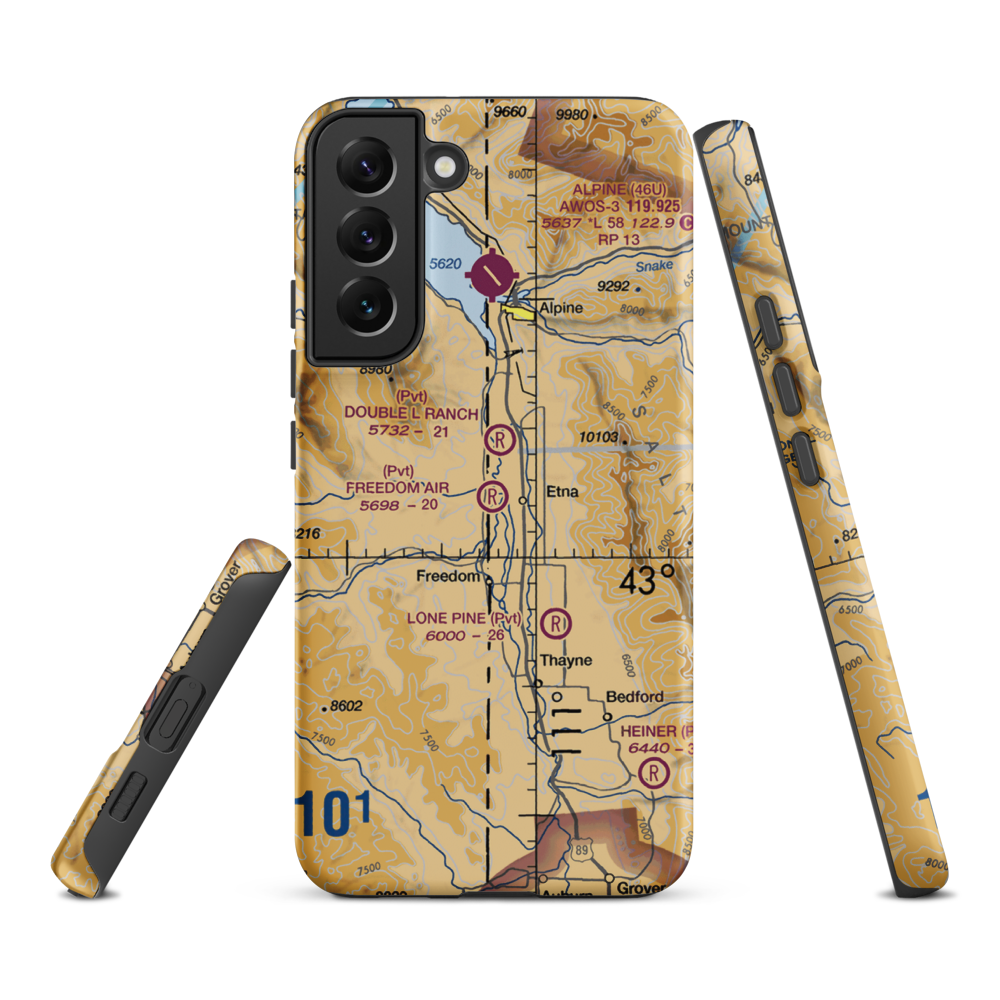 Freedom Air Ranch Airport (0WY0) VFR Sectional Samsung Phone Case Samsung Galaxy S22 Plus model shown