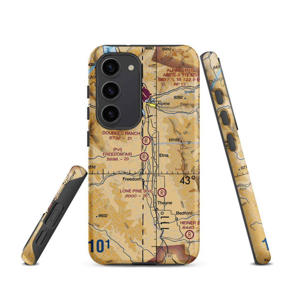 Freedom Air Ranch Airport (0WY0) VFR Sectional Samsung Phone Case Samsung Galaxy S23 model shown