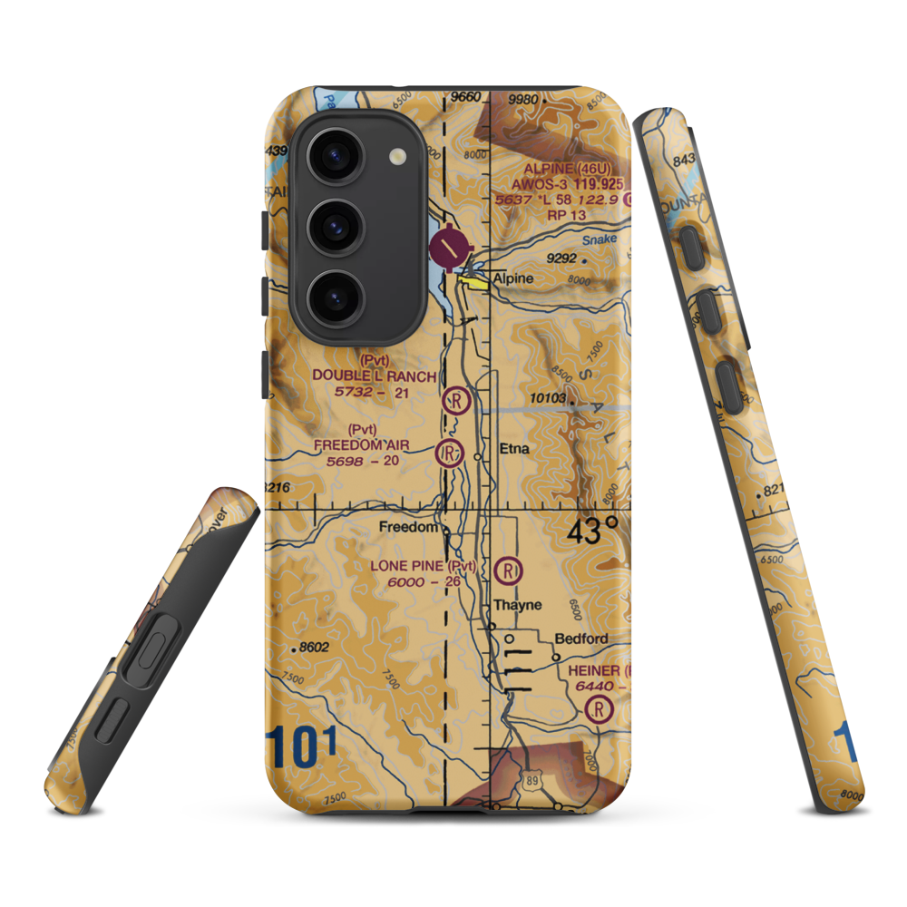 Freedom Air Ranch Airport (0WY0) VFR Sectional Samsung Phone Case Samsung Galaxy S23 Plus model shown