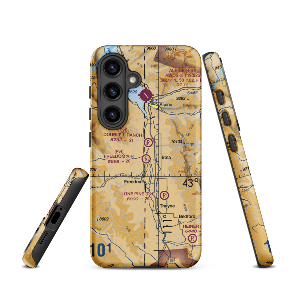 Freedom Air Ranch Airport (0WY0) VFR Sectional Samsung Phone Case Samsung Galaxy S24 model shown