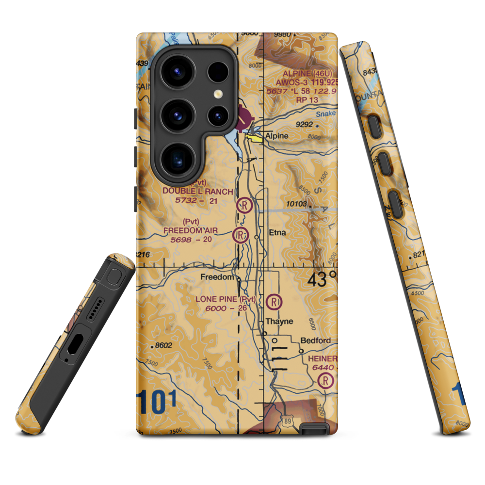 Freedom Air Ranch Airport (0WY0) VFR Sectional Samsung Phone Case Samsung Galaxy S24 Ultra model shown