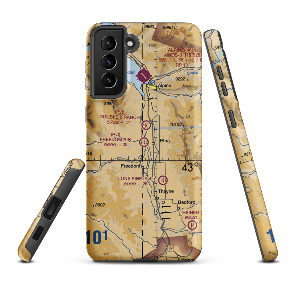 Freedom Air Ranch Airport (0WY0) VFR Sectional Samsung Phone Case Samsung Galaxy S21 FE model shown