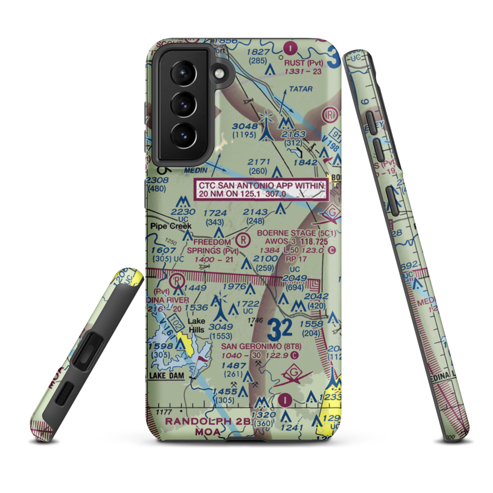 Freedom Springs Ranch Airport (TA66) VFR Sectional Samsung Phone Case Samsung Galaxy S21 Plus model shown