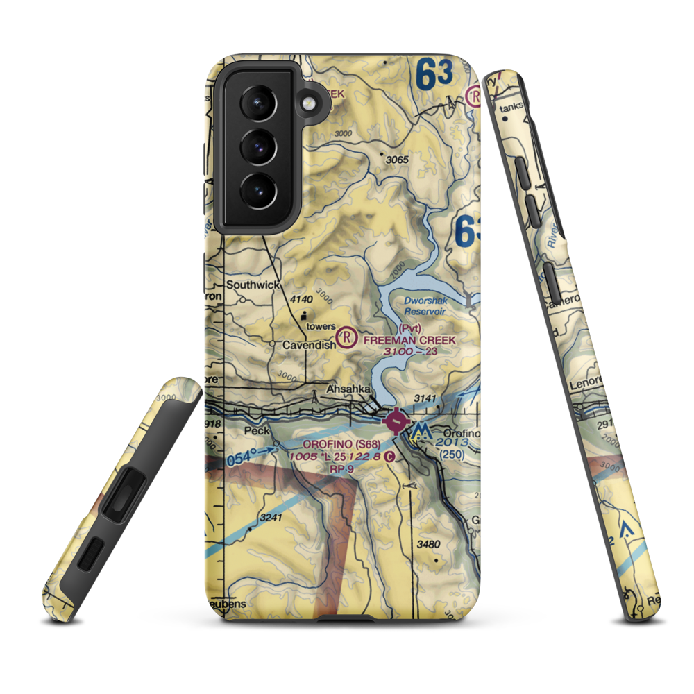 Freeman Creek Airport (34ID) VFR Sectional Samsung Phone Case Samsung Galaxy S21 FE model shown