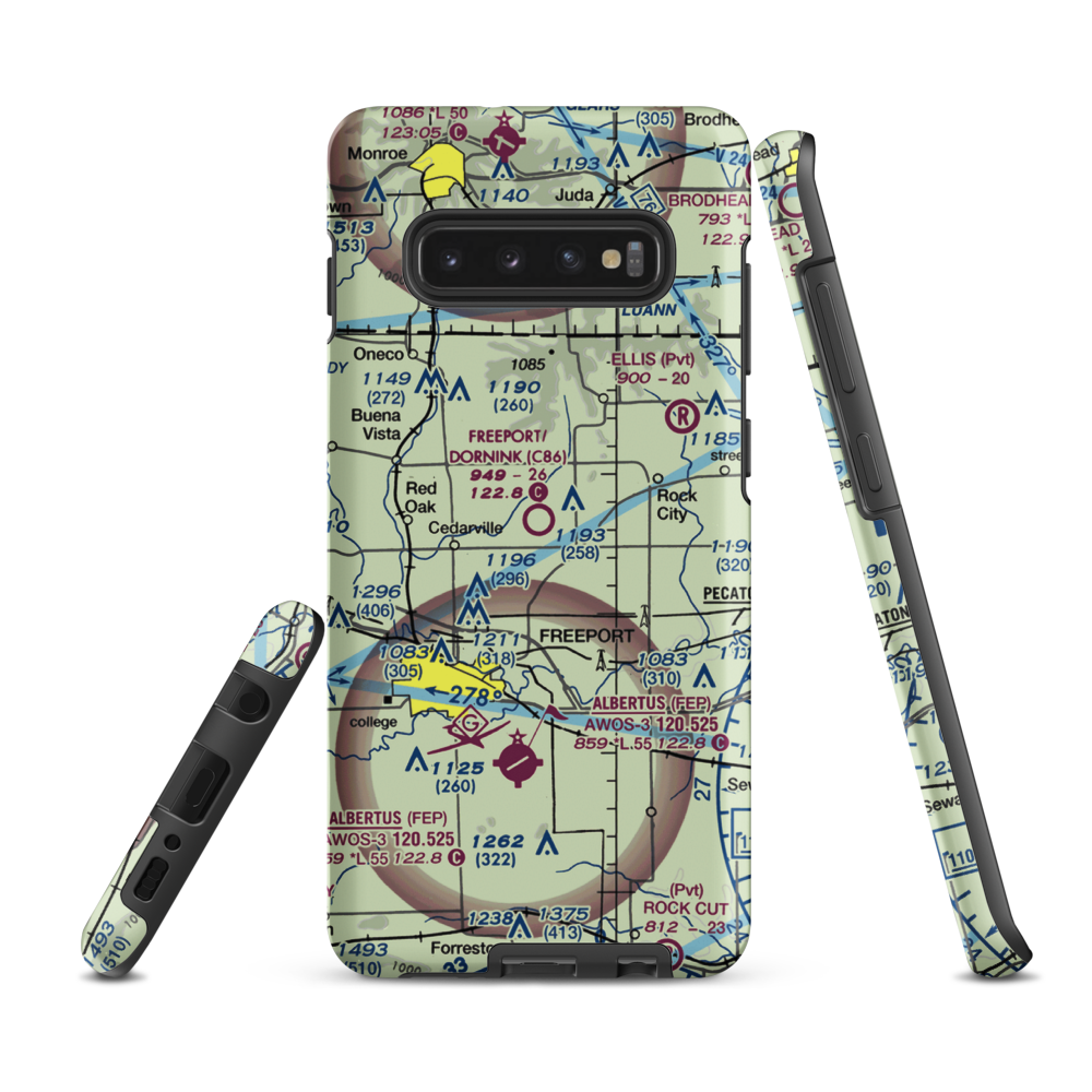 Freeport/Dornink Airport (C86) VFR Sectional Samsung Phone Case Samsung Galaxy S10e model shown