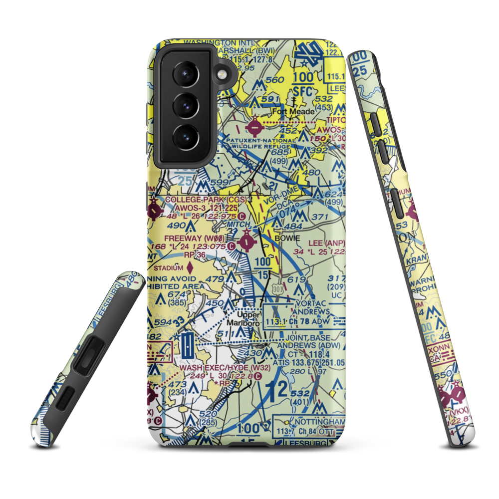 Freeway Airport (W00) VFR Sectional Samsung Phone Case Samsung Galaxy S21 FE model shown