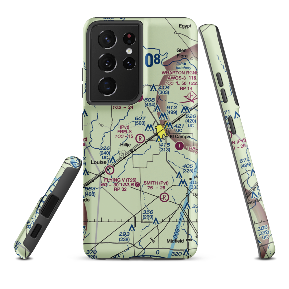 Frels Airport (2TE4) VFR Sectional Samsung Phone Case Samsung Galaxy S21 Ultra model shown