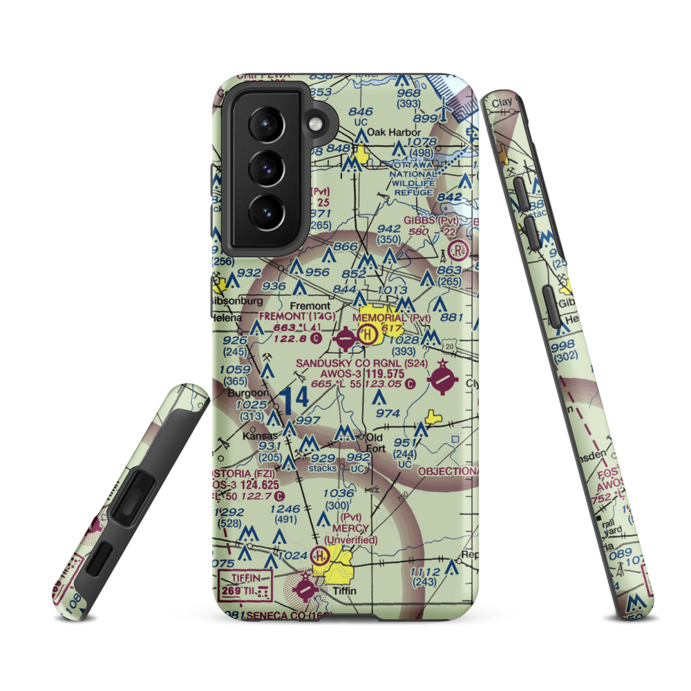 Fremont Airport (14G) VFR Sectional Samsung Phone Case Samsung Galaxy S21 FE model shown