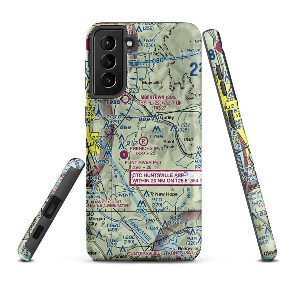 Frerichs Airport (AL10) VFR Sectional Samsung Phone Case Samsung Galaxy S21 Plus model shown